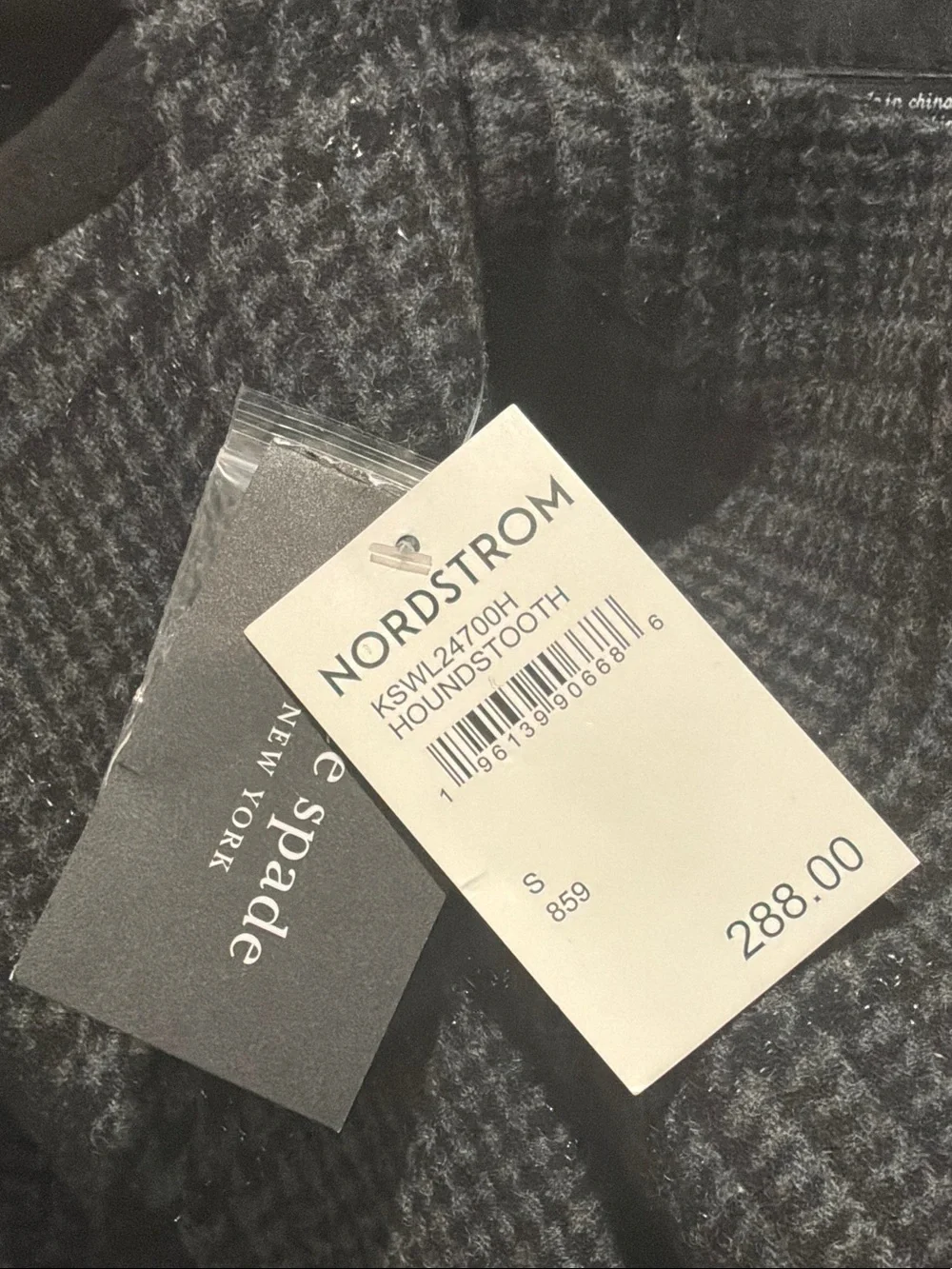 kate spade Black Textured Double-Breasted Peacoat